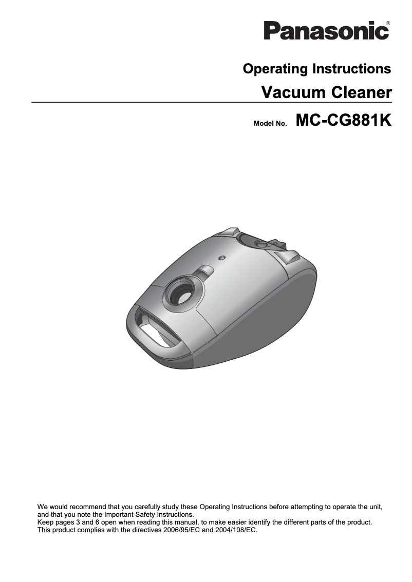 Page 1 de la notice Manuel utilisateur Panasonic MC-CG881K