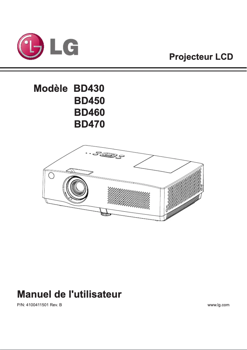 Page 1 de la notice Manuel utilisateur LG BD430