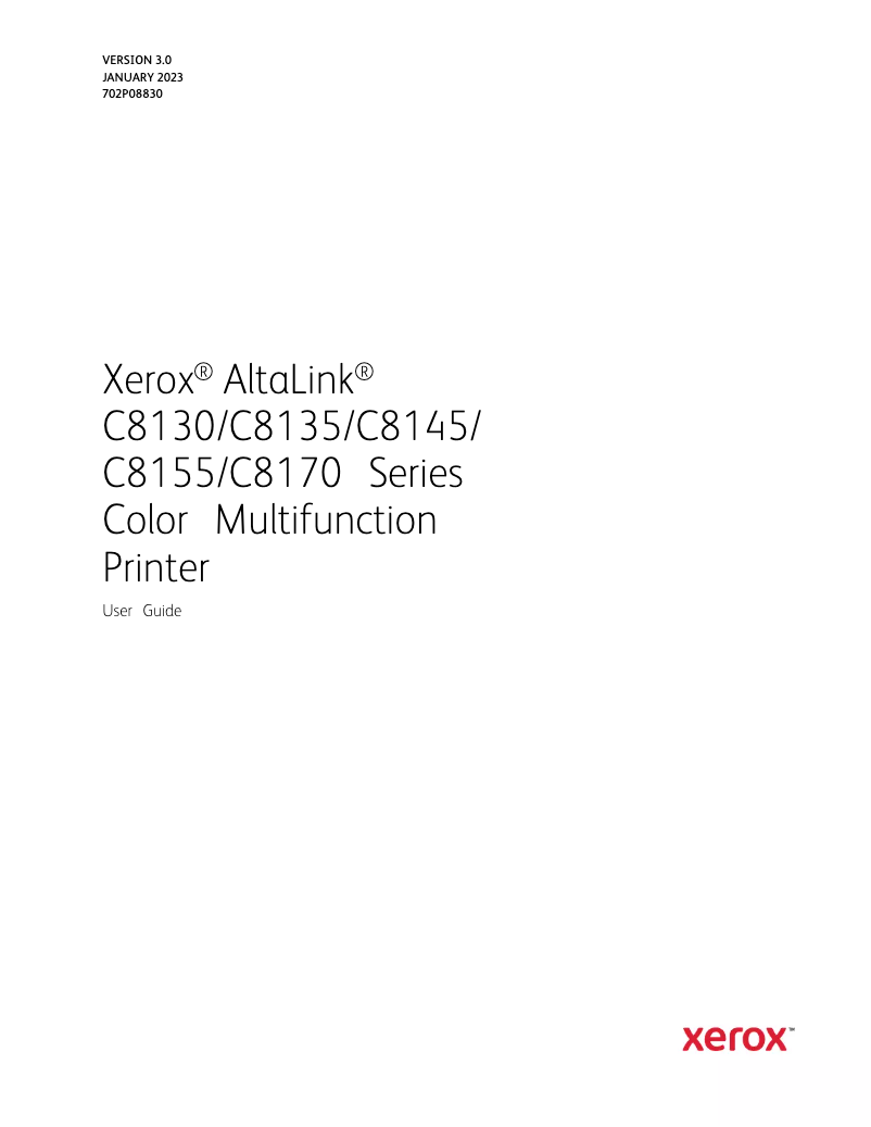 Page 1 de la notice Manuel utilisateur Xerox AltaLink C8155