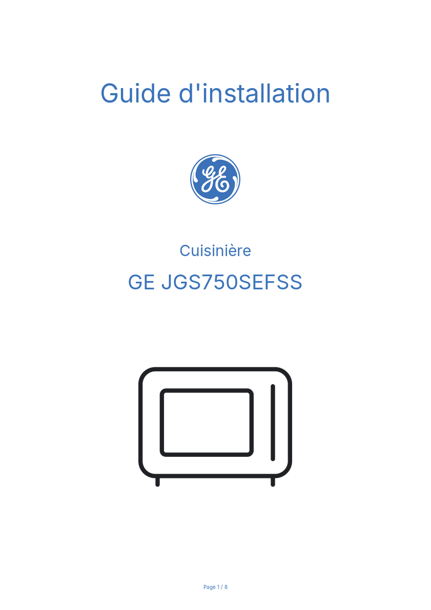 Image de la première page du manuel de l'appareil JGS750SEFSS