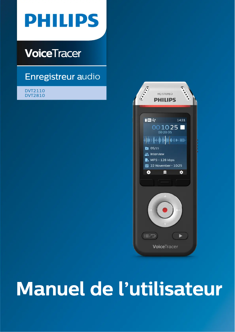 Page n°1 - Manuel utilisateur Philips Voice Tracer DVT2110