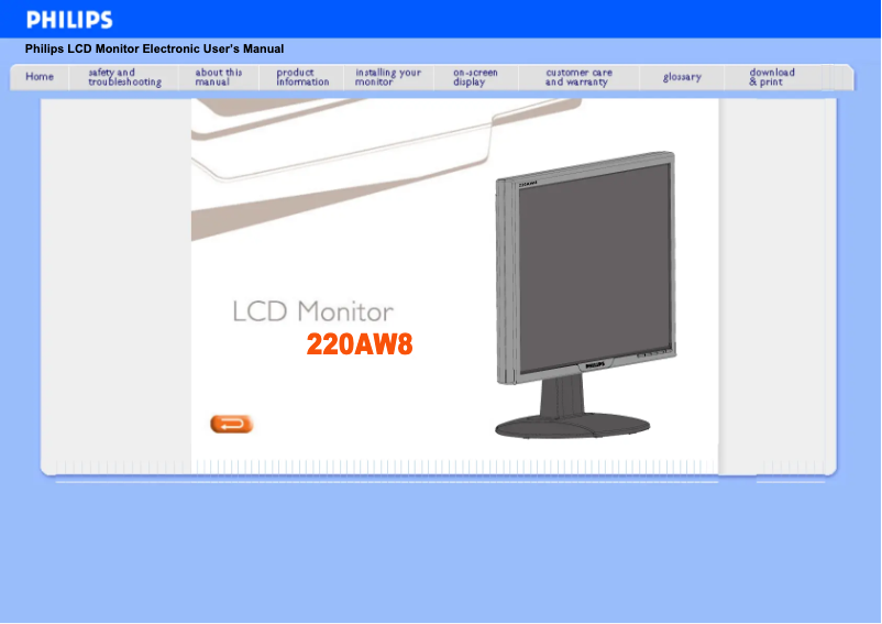 Page n°1 - Manuel utilisateur Philips 220AW8FB