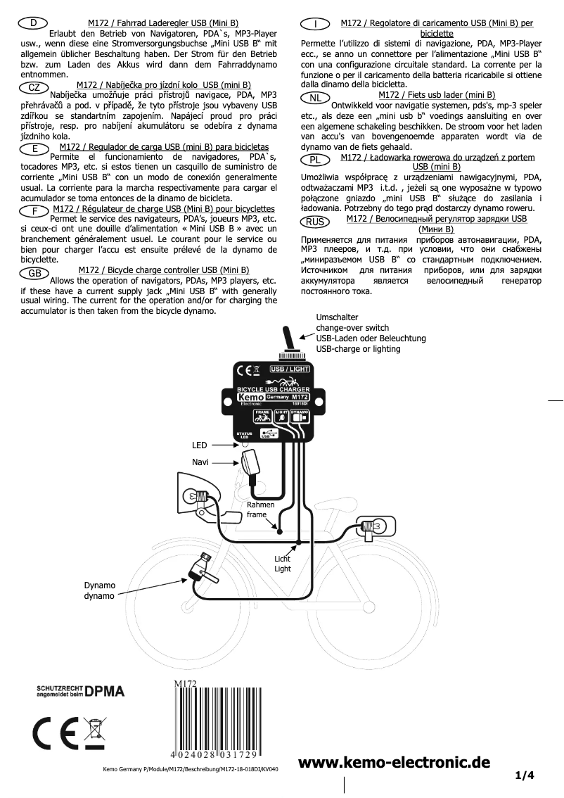 Page n°1 - Manuel utilisateur Kemo M172