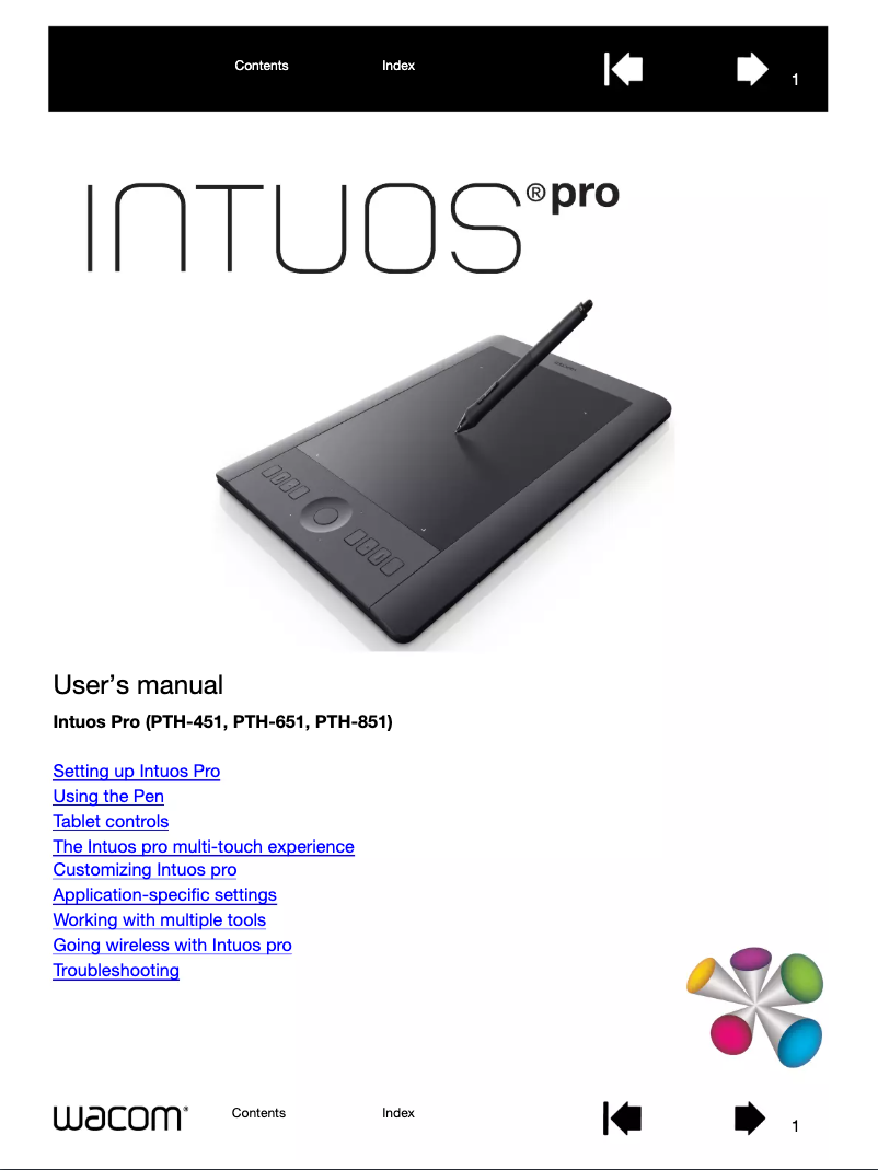 Image de la première page du manuel de l'appareil Intuos Pro PTH-860