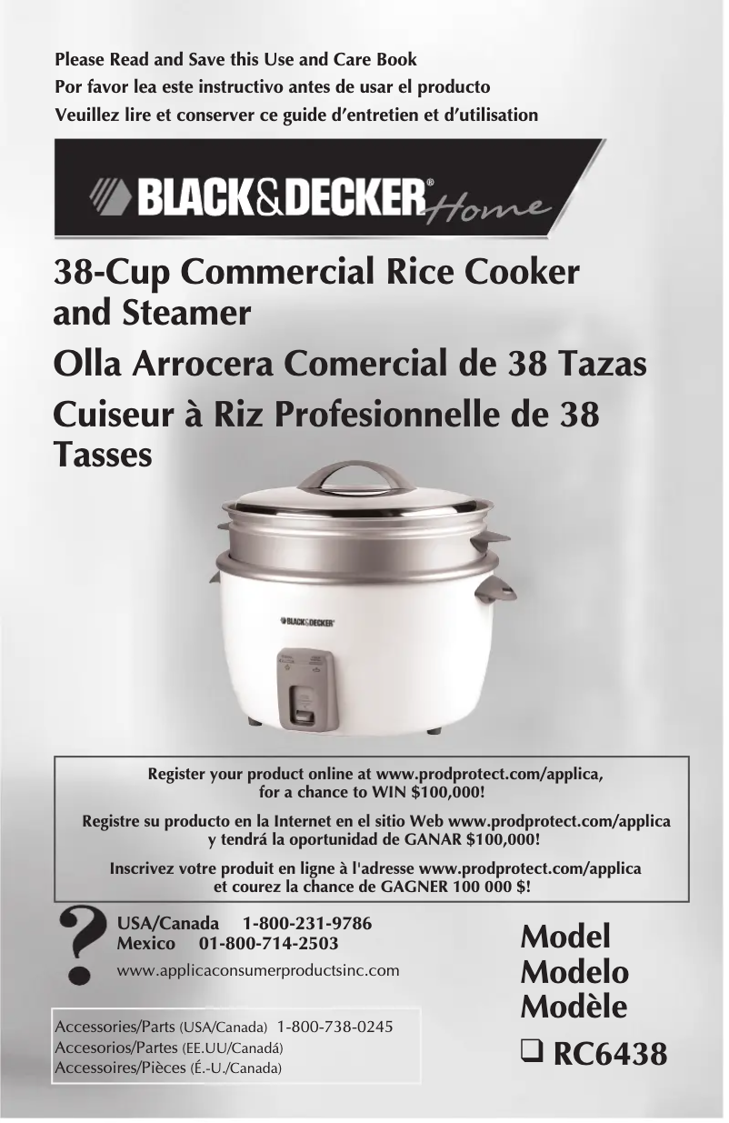 Page n°1 - Manuel utilisateur Black & Decker RC6438