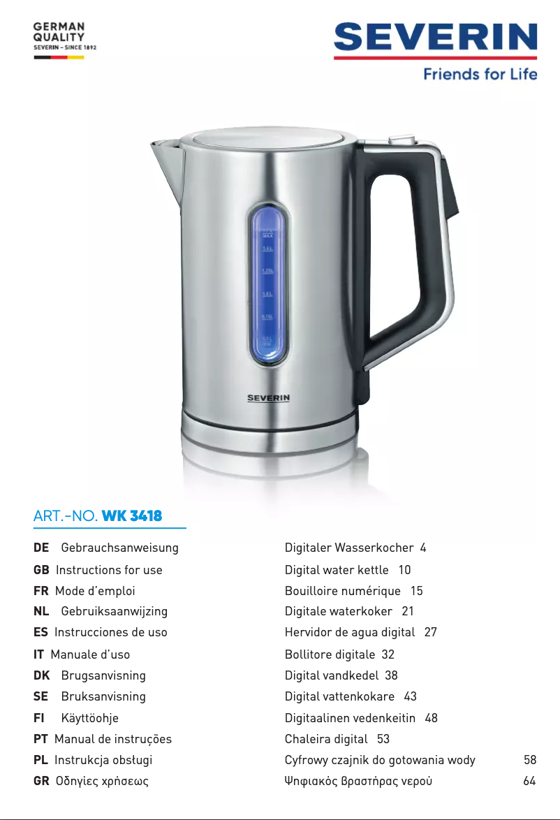 Image de la première page du manuel de l'appareil WK 3418