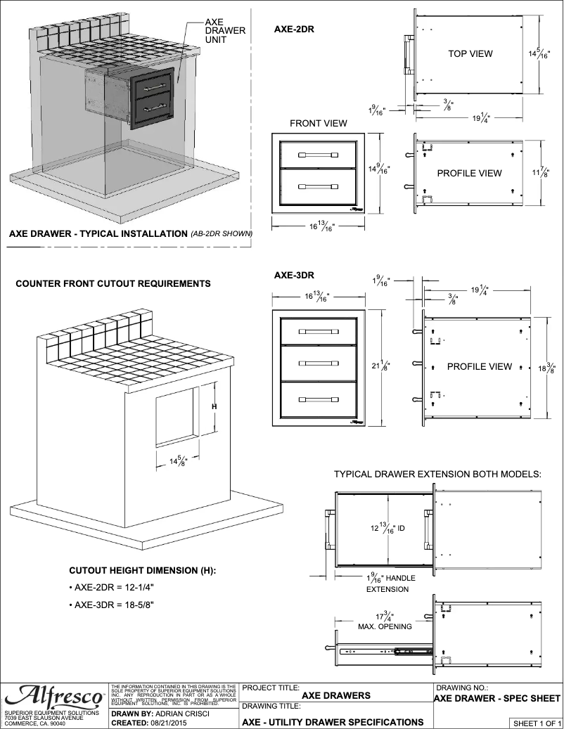 Page 1 de la notice Manuel utilisateur Alfresco AXE-3DR