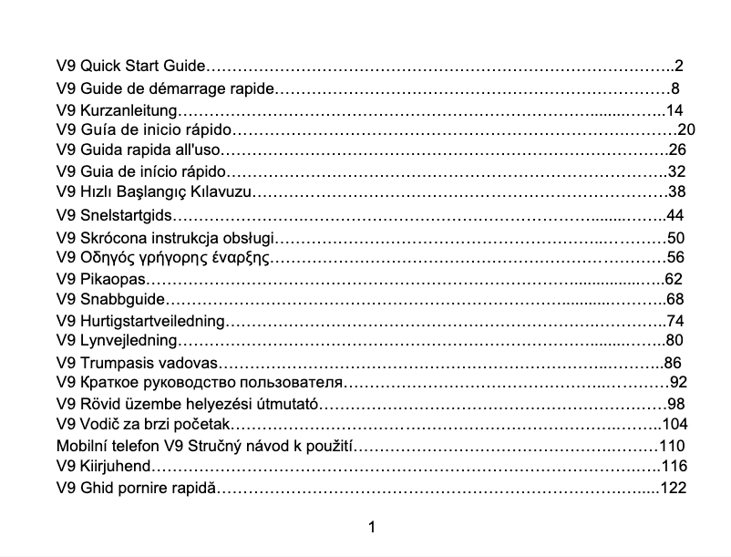 Page n°1 - Manuel utilisateur ZTE V9