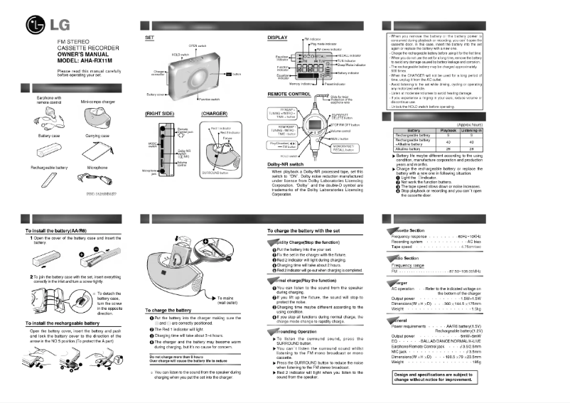 Page n°1 - Manuel utilisateur LG AHA-RX11M