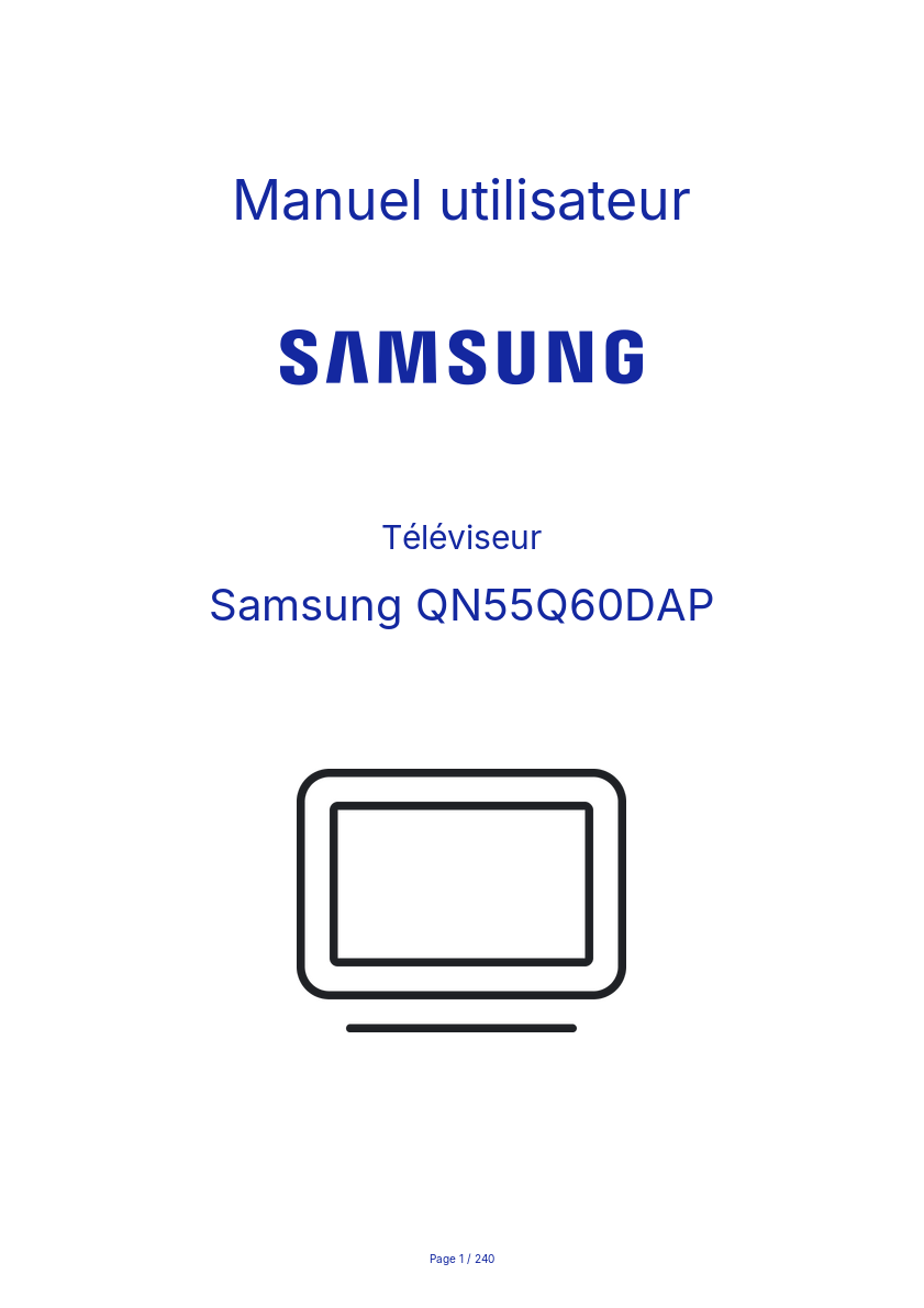 Page 1 de la notice Manuel utilisateur Samsung QN55Q60DAP