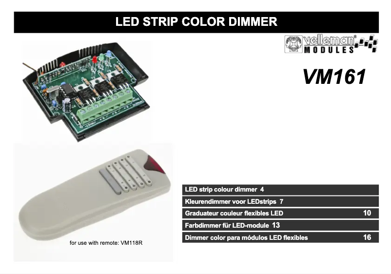 Page 1 de la notice Manuel utilisateur Velleman VM161