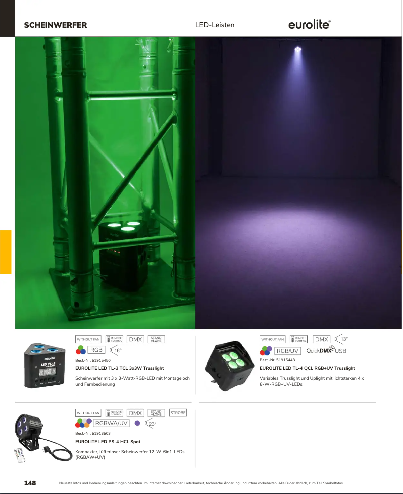 Page 1 de la notice Catalogue Eurolite LED TL-4