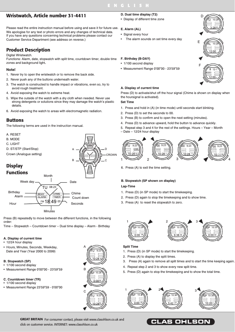 Page 1 de la notice Manuel utilisateur Prologue 31-4411