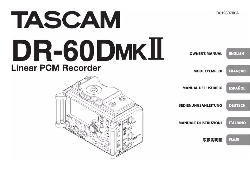 Page n°1 - Manuel utilisateur Tascam DR-60DMKII