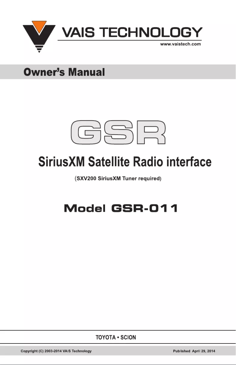 Image de la première page du manuel de l'appareil GSR-023