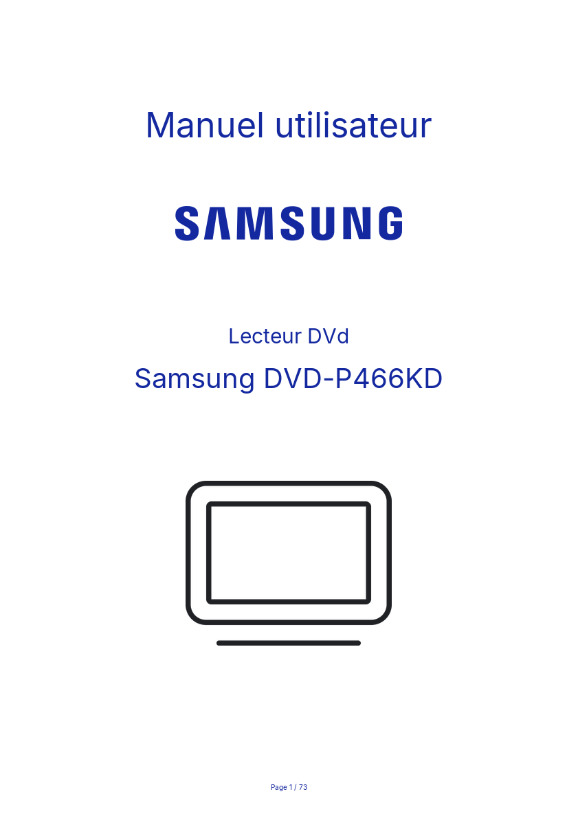 Page n°1 - Manuel utilisateur Samsung DVD-P466KD