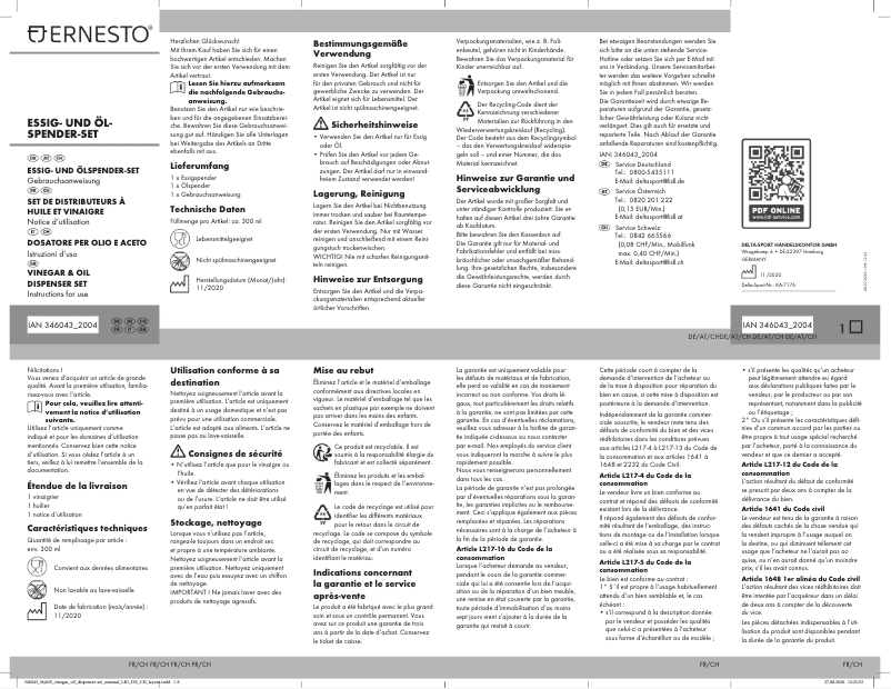 Page n°1 - Manuel utilisateur Ernesto IAN 346043