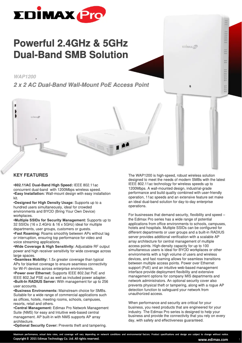 Imagen de la primera página del manual del dispositivo WAP1200