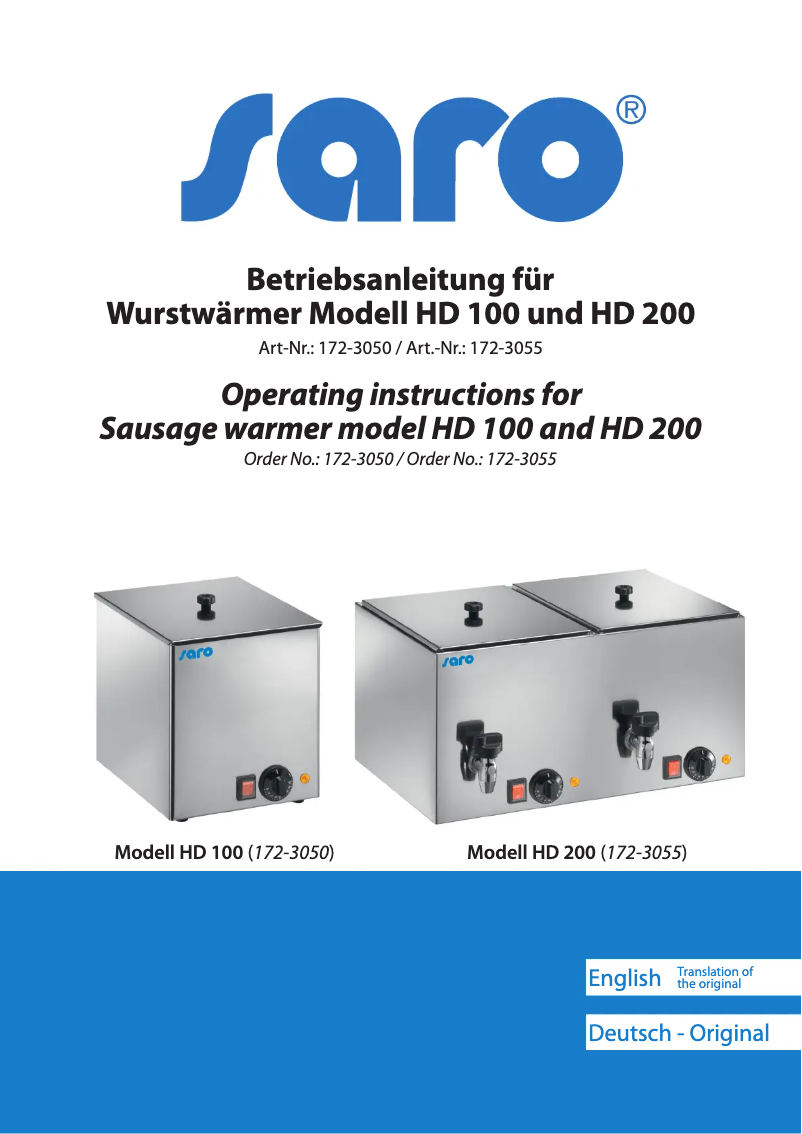 Page n°1 - Manuel utilisateur Saro HD 200