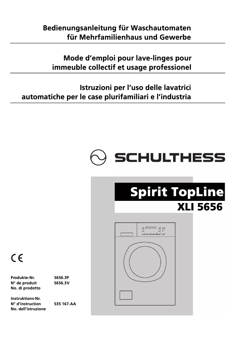 Page n°1 - Manuel utilisateur Schulthess Spirit TopLine XLI 5656