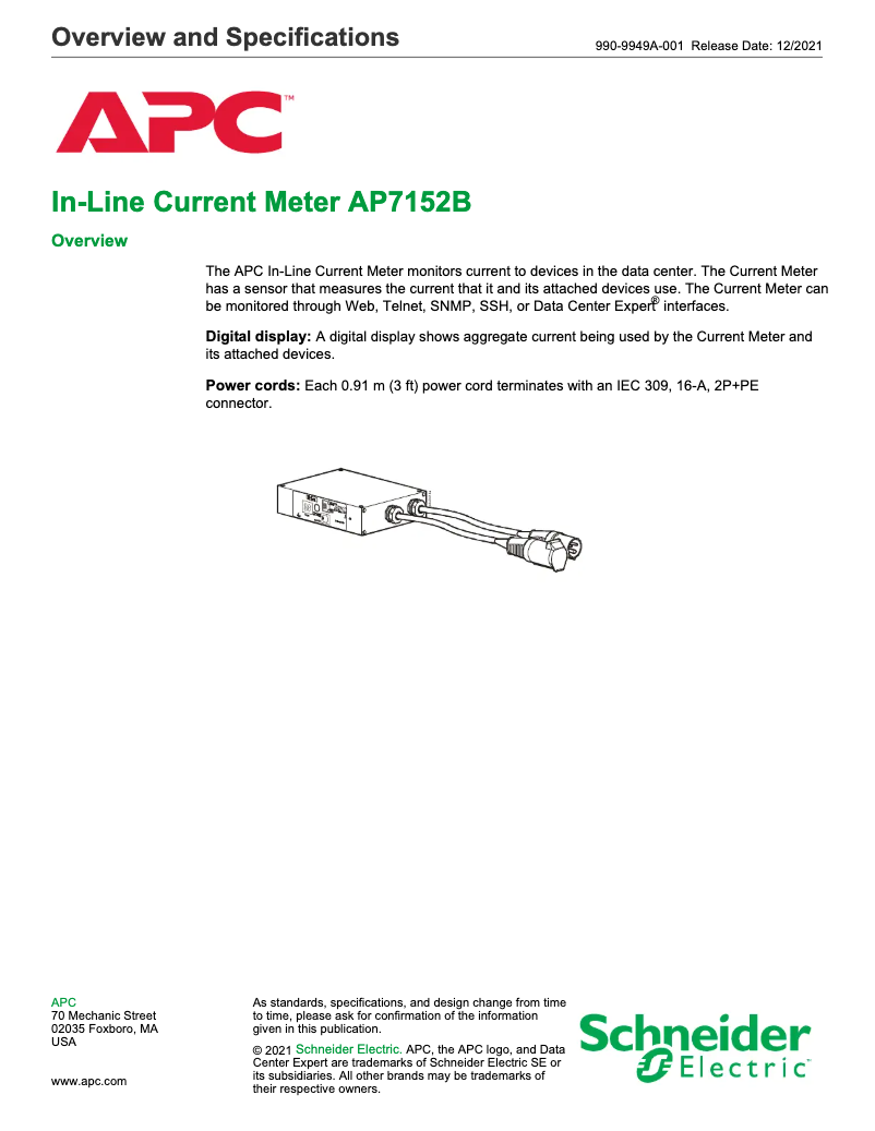 Page n°1 - Fiche technique APC AP7152B