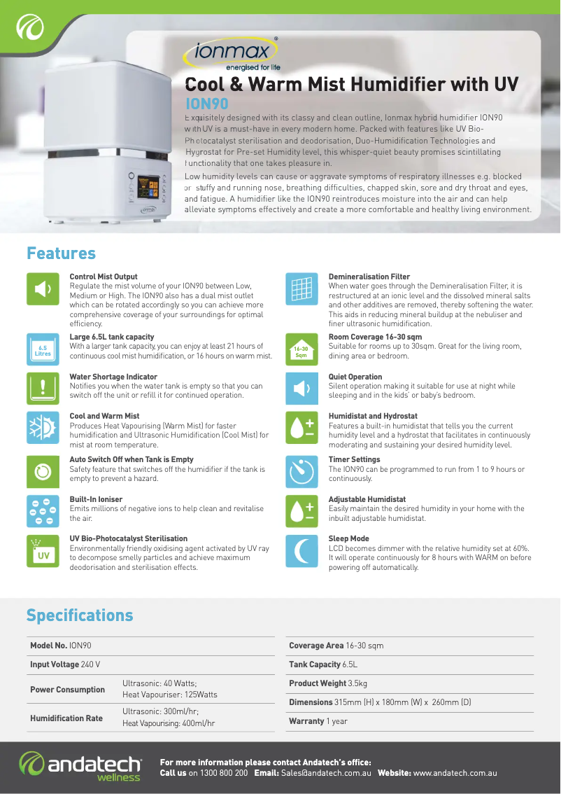 Page n°1 - Fiche technique Ionmax ION90