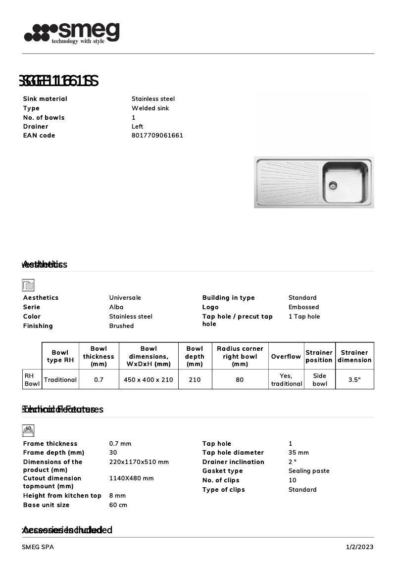 Image de la première page du manuel de l'appareil SGE116.1S