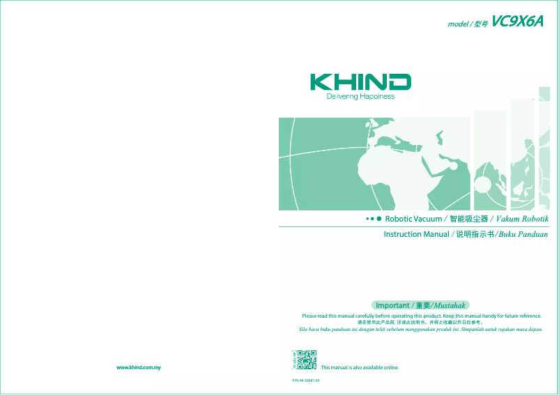 Page 1 de la notice Manuel utilisateur Khind VC9X6A