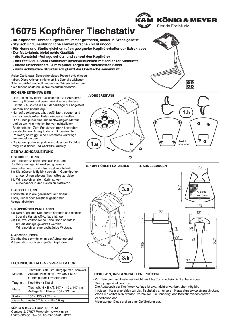 Page 1 de la notice Manuel utilisateur K&M 16075