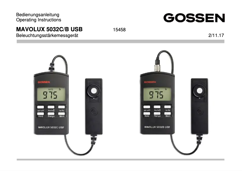 Page 1 de la notice Manuel utilisateur Gossen Metrawatt MAVOLUX 5032 C USB