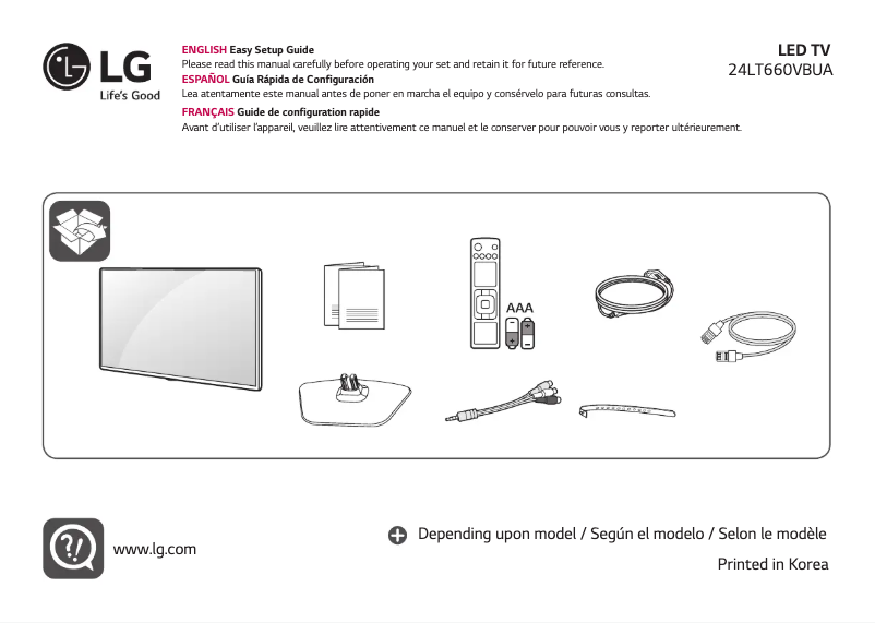 Page 1 de la notice Manuel utilisateur LG 24LT660VBUA