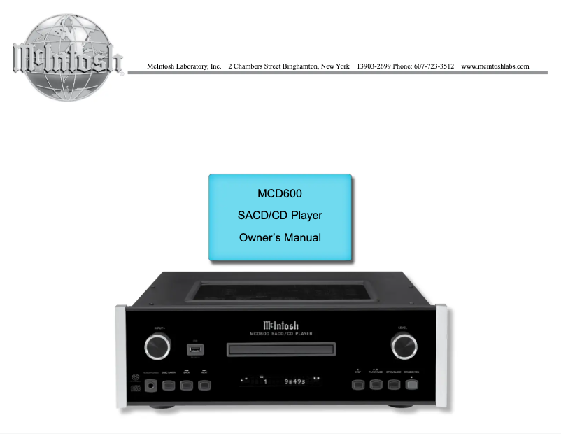 Page 1 de la notice Schéma de câblage McIntosh MCD600