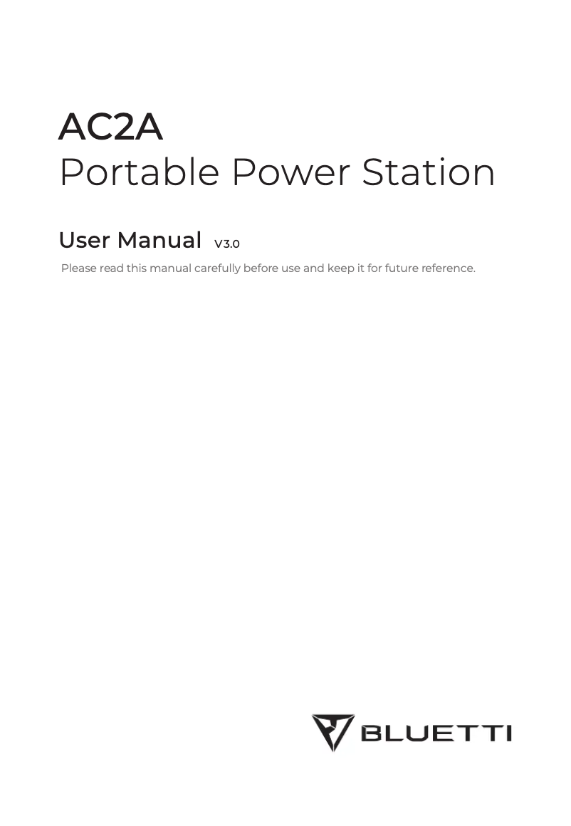 Page n°1 - Manuel utilisateur Bluetti AC2A