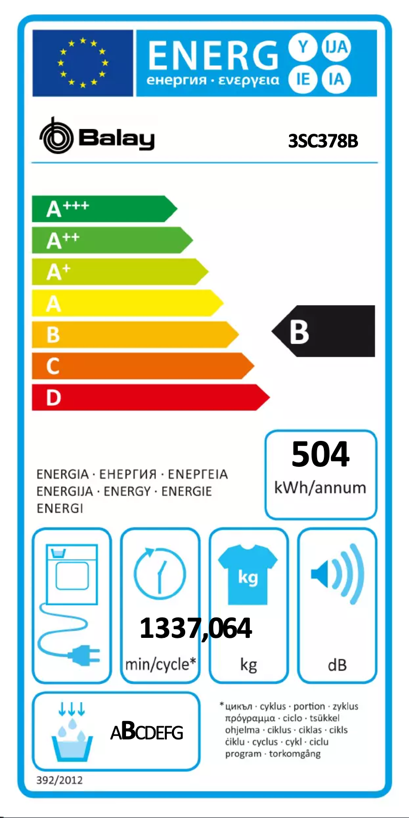 Page 1 de la notice Manuel utilisateur Balay 3SC378B