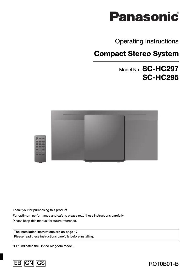 Page 1 de la notice Manuel utilisateur Panasonic SC-HC297