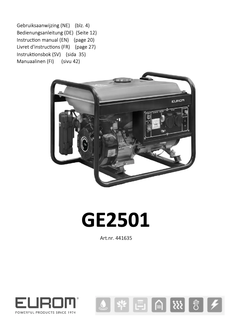 Page 1 de la notice Manuel utilisateur Eurom GE2501