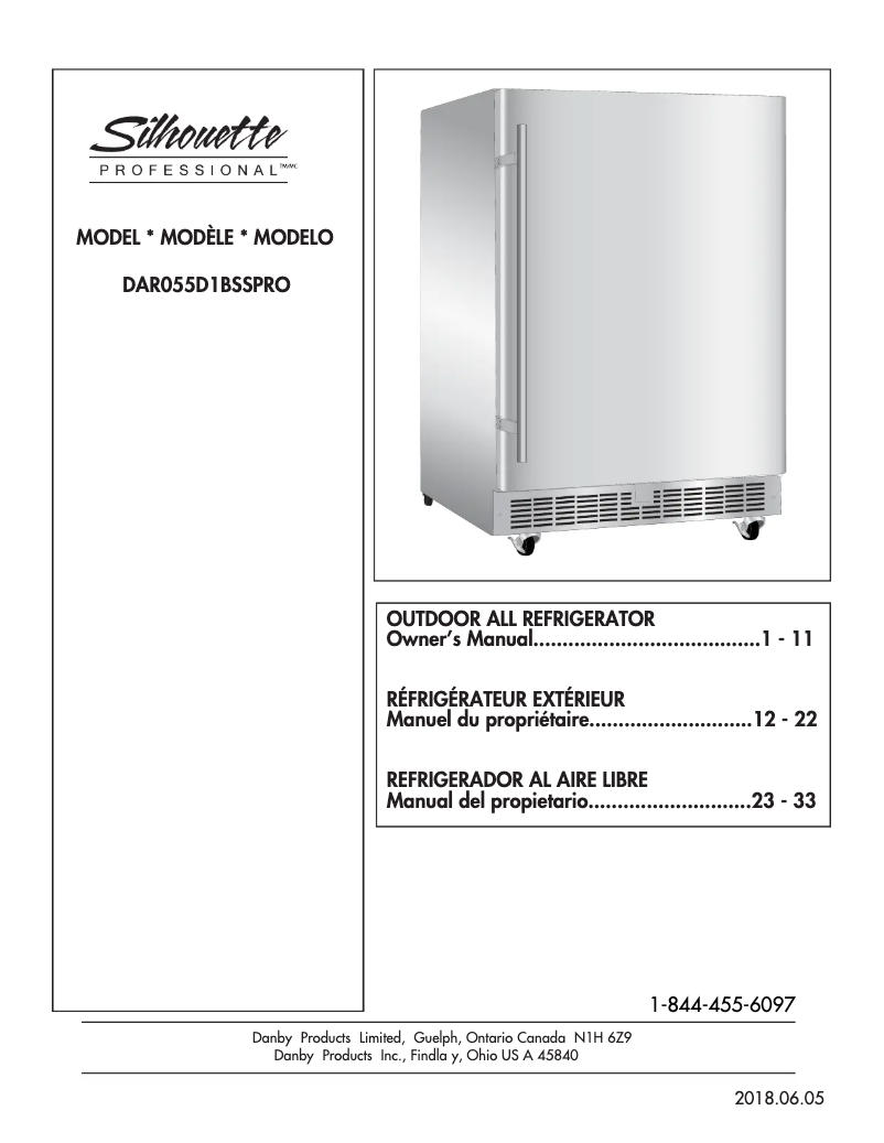 Page 1 de la notice Manuel utilisateur Danby DAR055D1BSSPRO