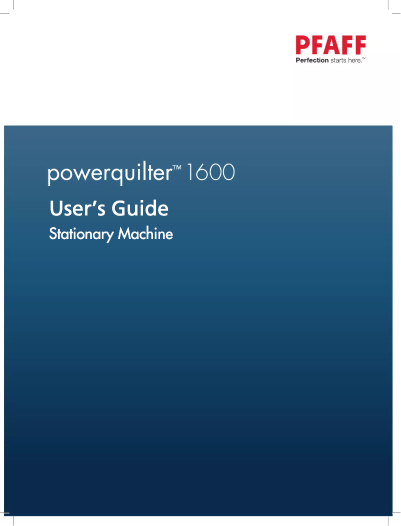 Page 1 of the manual User Manual Pfaff Powerquilter 1600
