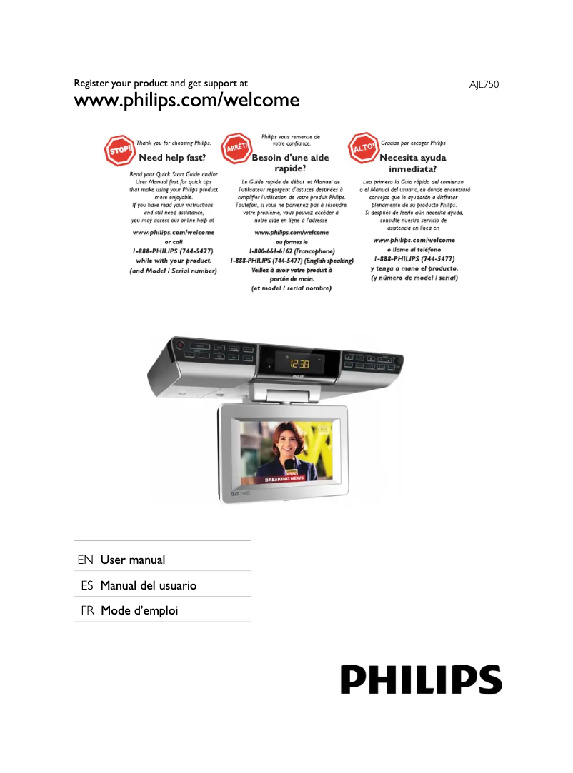 Page 1 de la notice Manuel utilisateur Philips AJL750