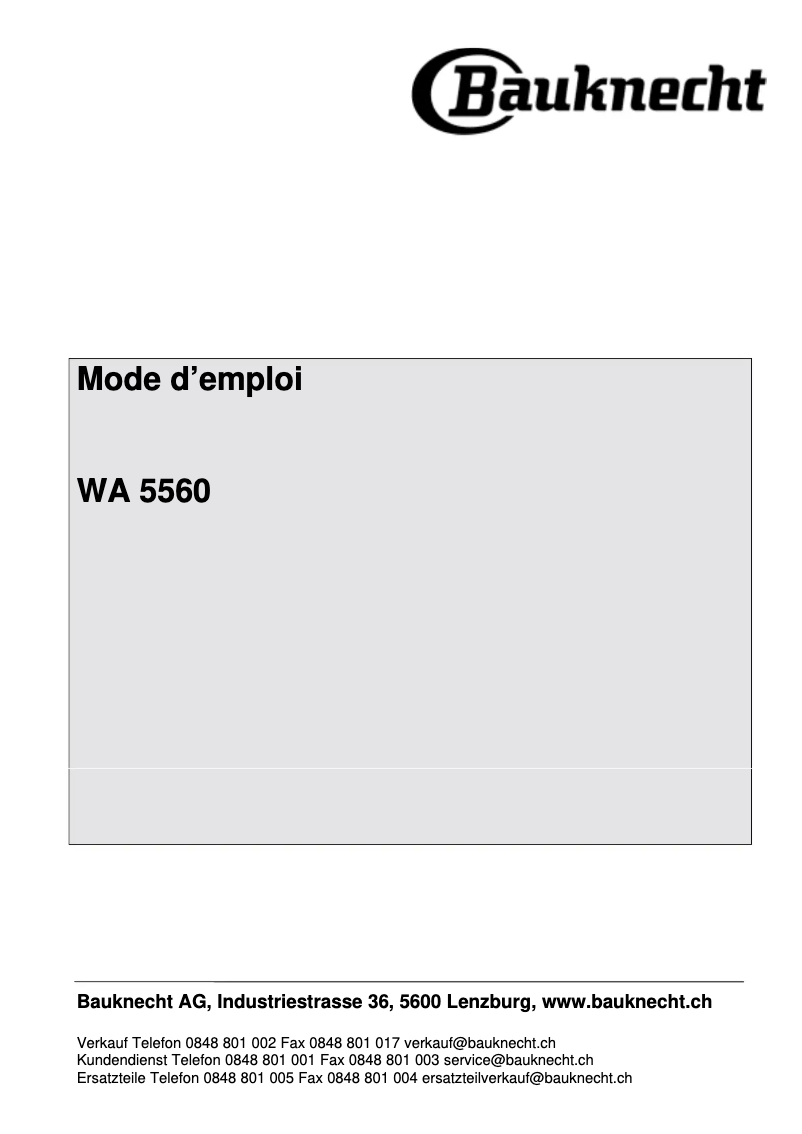 Page 1 de la notice Manuel utilisateur Bauknecht WA 5560
