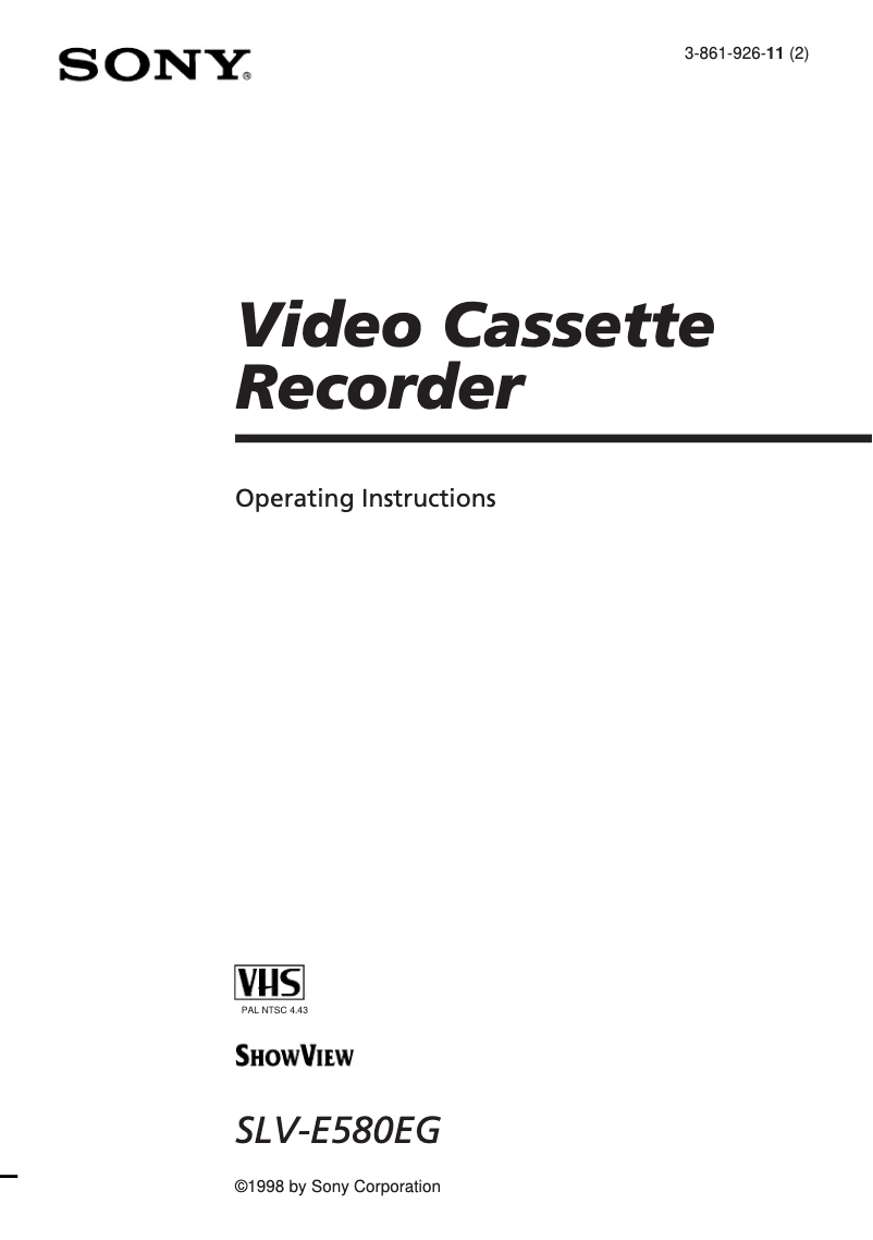 Page 1 de la notice Manuel utilisateur Sony SLV-E580EG