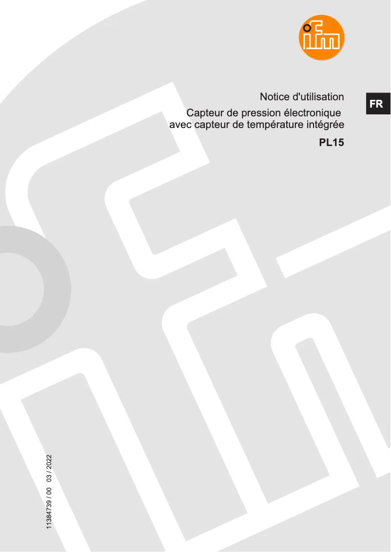 Page n°1 - Manuel utilisateur IFM PL1503