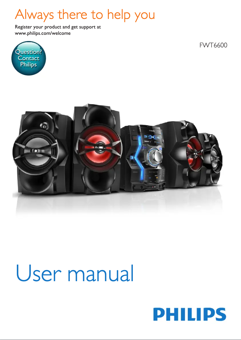 Page 1 de la notice Manuel utilisateur Philips FWT6600X