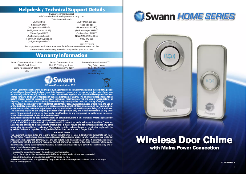 Image de la première page du manuel de l'appareil SWHOM-DC820P