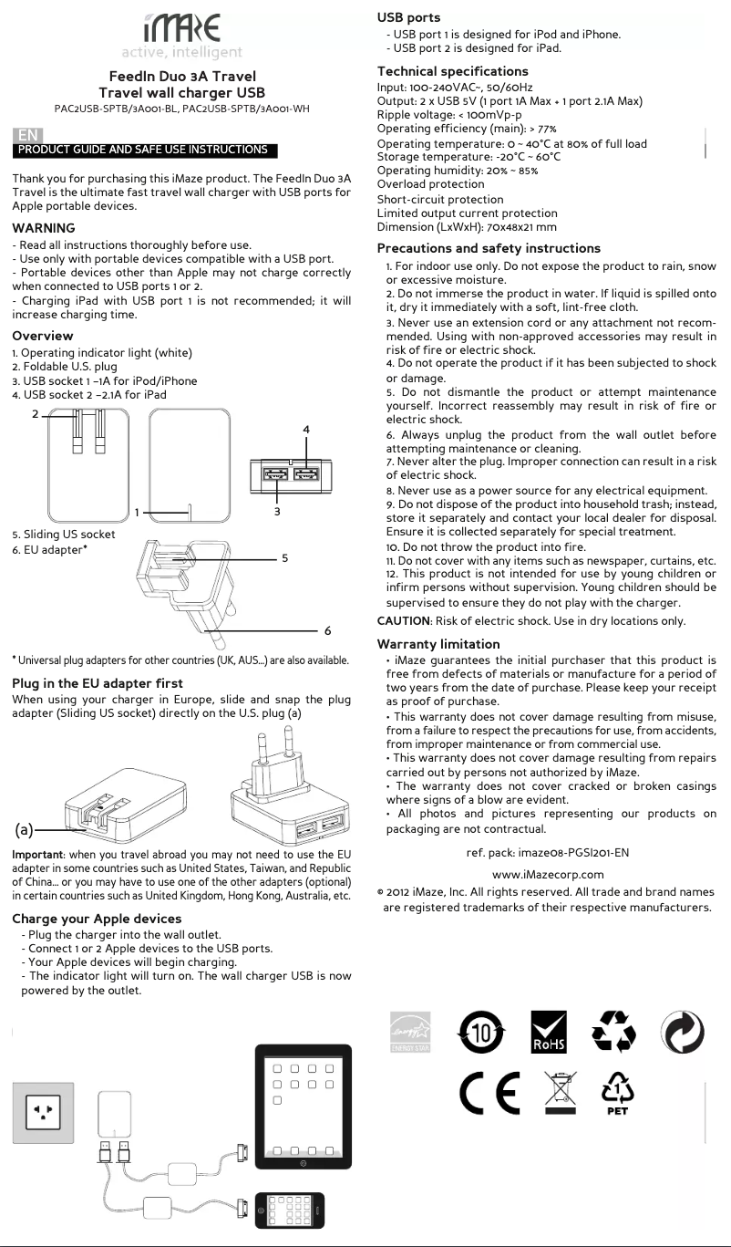 Page n°1 - Manuel utilisateur iMaze FeedIn Duo 3A Travel