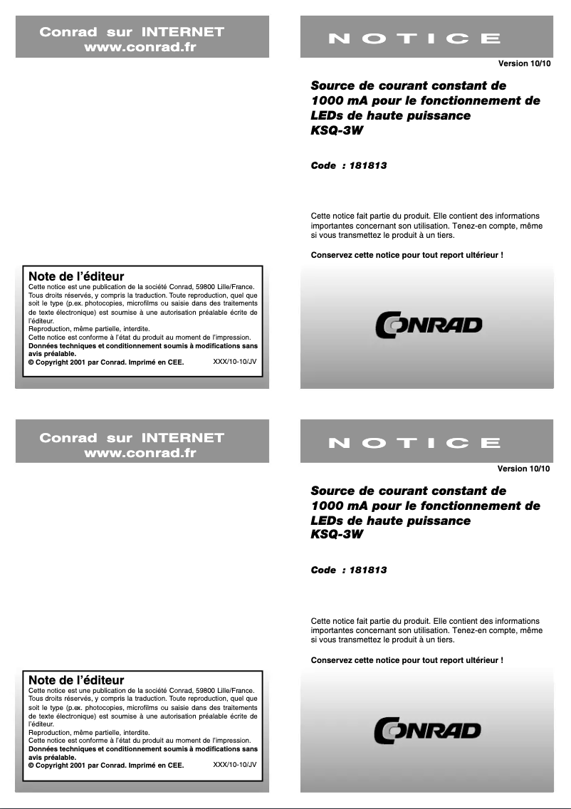 Page 1 de la notice Manuel utilisateur Roschwege KSQ-3W