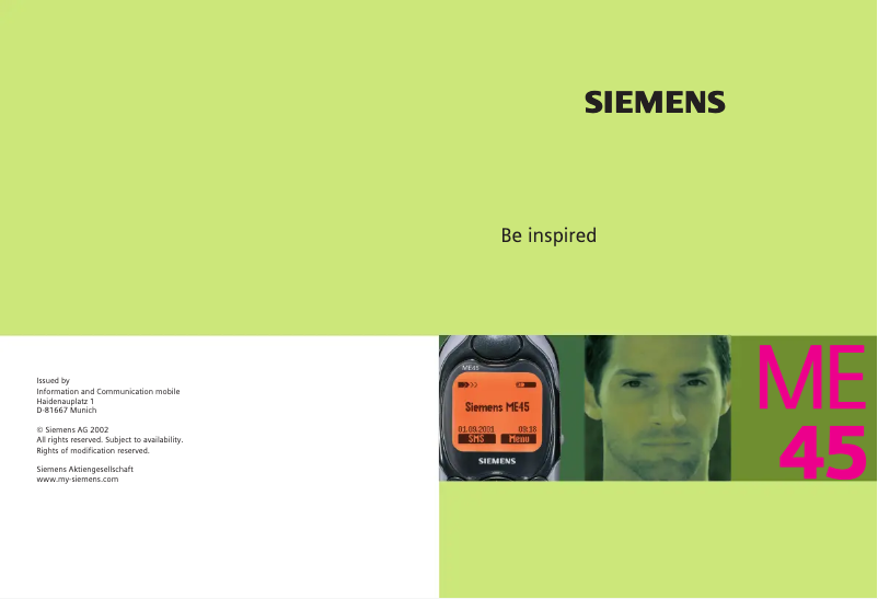 Page 1 de la notice Manuel utilisateur Siemens ME45