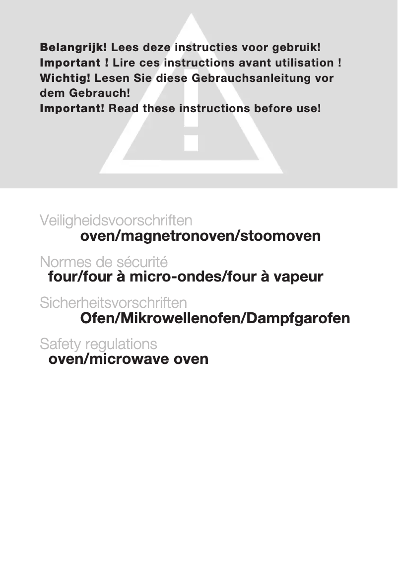 Page n°1 - Instructions de sécurité Atag ZX3011CUU