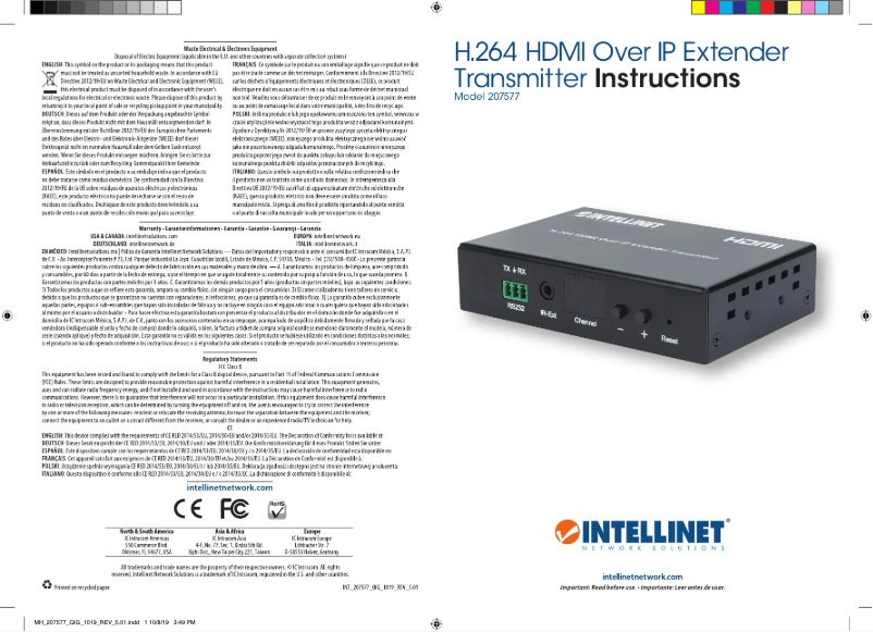 Page n°1 - Manuel utilisateur Intellinet 207577