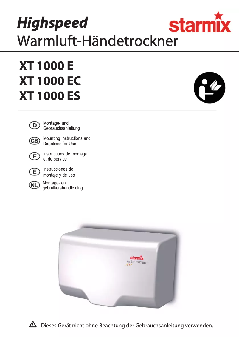 Image de la première page du manuel de l'appareil XT 1000 EC